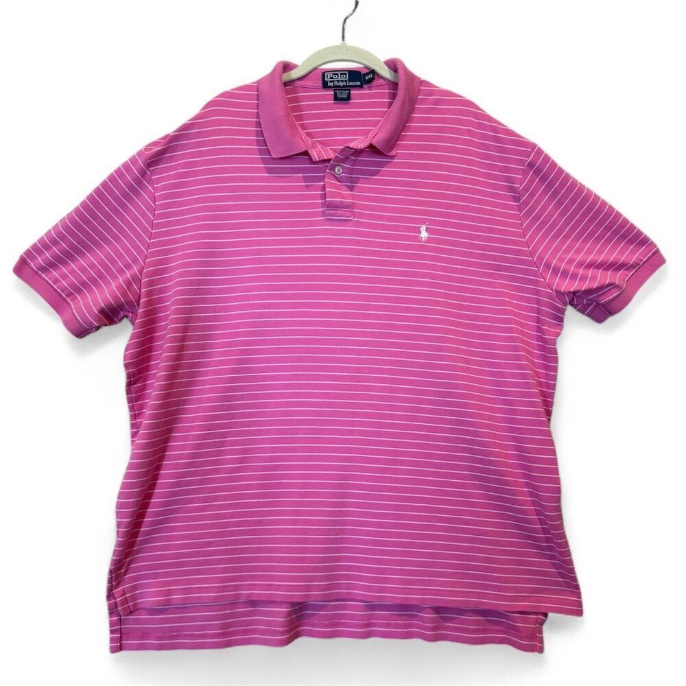 Polo Ralph Lauren Pink Striped Polo Shirt Men’s XXL 2xl Classic Fit Preppy Golf